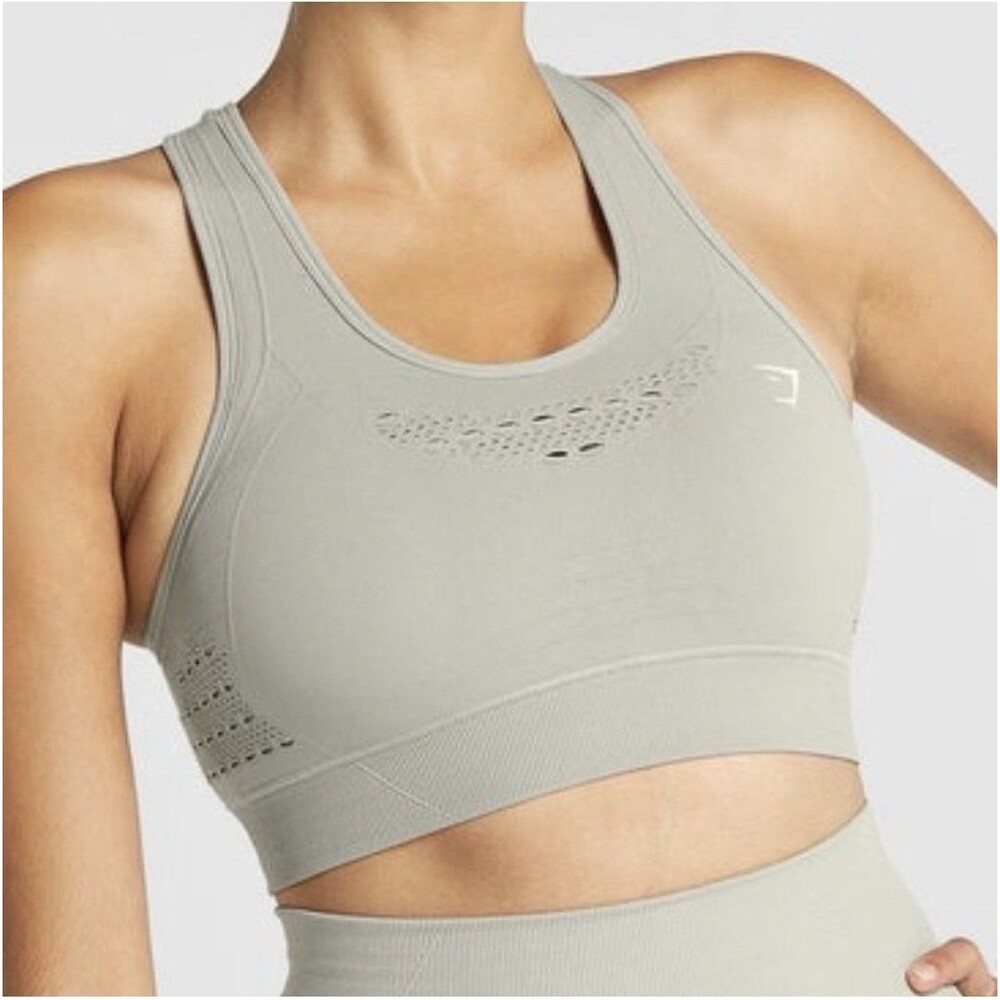 Gymshark Women's Energy Seamless Sports Bra Smokey Grey Size Small Sporty Gym